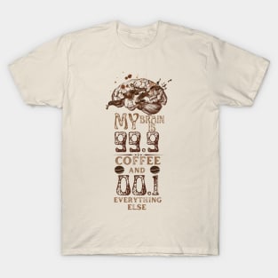 My Brain Is 99.9 Coffee And 00.1 Everything else T-Shirt